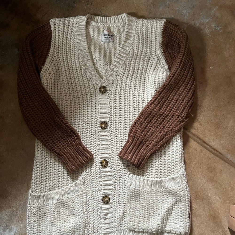 Burton Cream and Brown Knit Cardigan